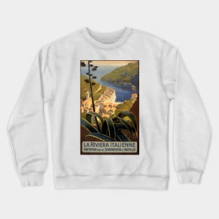 Vintage Travel Poster Italy Italian Riviera Crewneck Sweatshirt